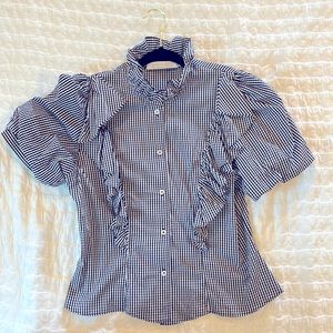 Hunter Bell gingham Ruffle Button Down Top